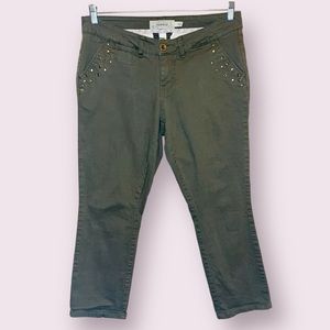 Torrid Army Olive Green Crop Capri Pants Studs & Grommets Pockets Size 12